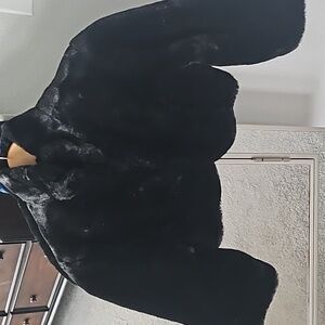 Black faux fur cropped jacket